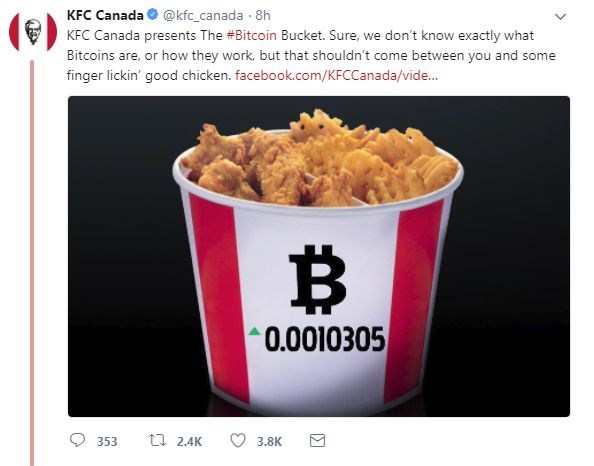 KFC, Bitcoin ile tavuk satmaya başladı